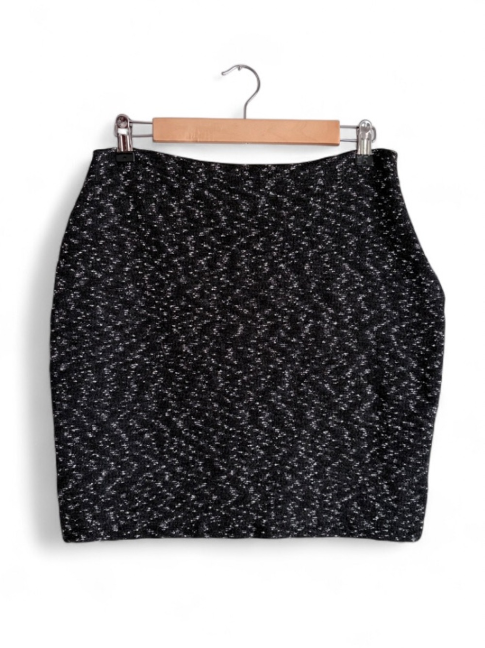 St. John Black Tweed Stretch Fitted Mini Pencil Skirt Size 8